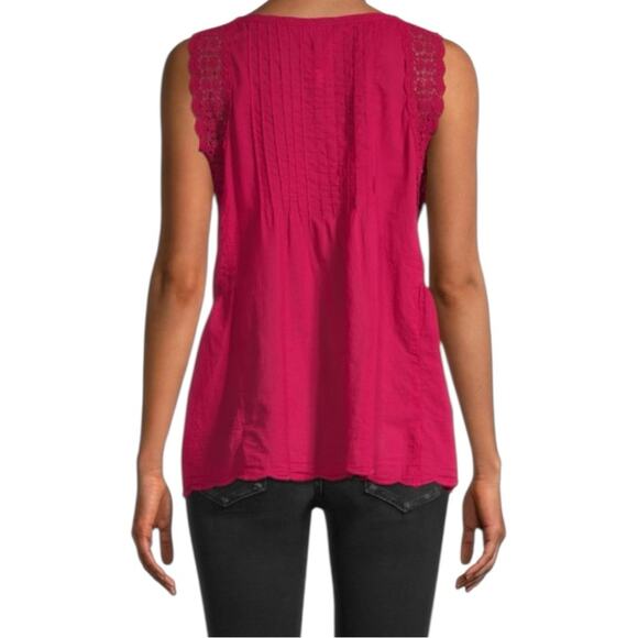 Johnny Was Harper Pink Sleeveless Pleated Tank Blouse size L - Picture 4 of 13